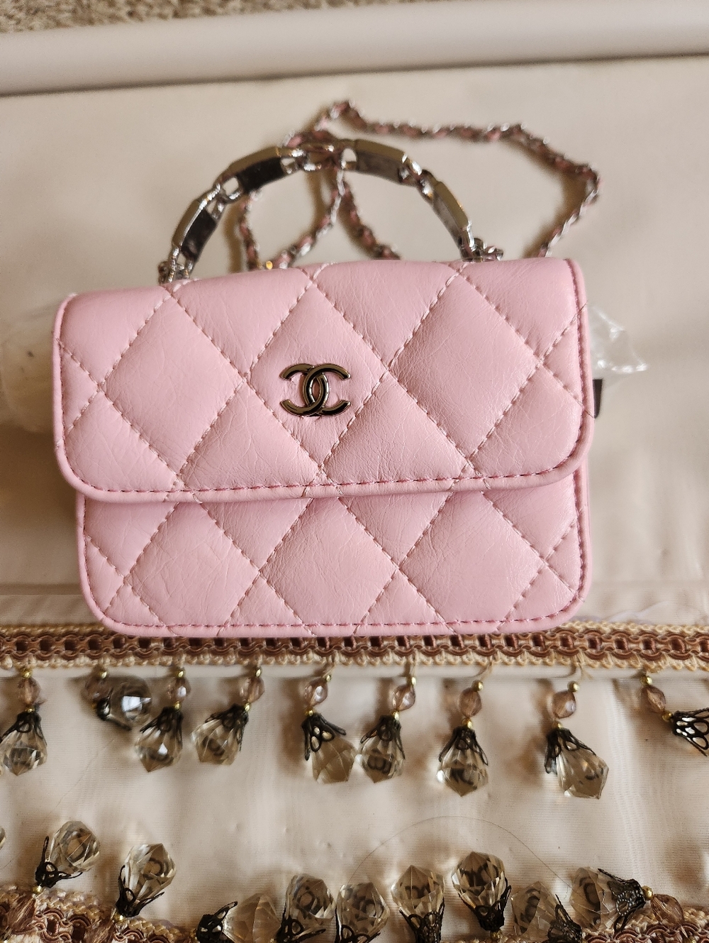 Pink Quilted Chain Shoulder Bag - Unbranded - Picture 2 of 9